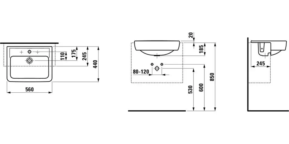 Laufen - Pro - Mosdó - H8129610001041 – 2. kép