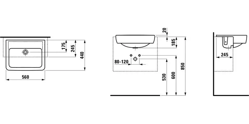 Laufen - Pro - Mosdó - H8129610001091 – 2. kép