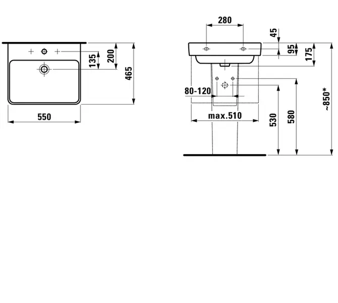 Laufen - Pro S - Mosdó - H8109620001041 – 2. kép