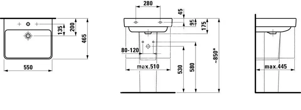 Laufen - Pro S - Mosdó - H8109620001081 – 2. kép