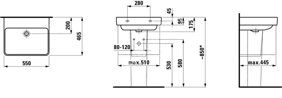 Laufen - Pro S - Mosdó - H8109624001421 – 2. kép