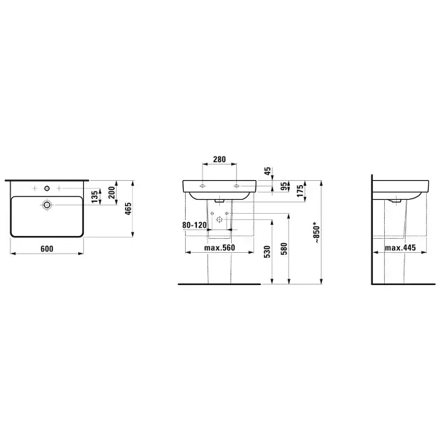 Laufen - Pro S - Mosdó - H8109634001561 – 2. kép