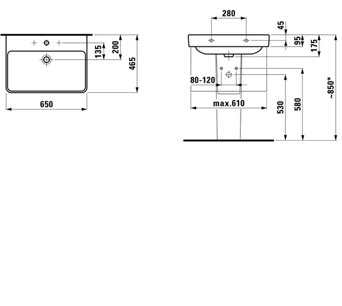 Laufen - Pro S - Mosdó - H8109640001041 – 2. kép