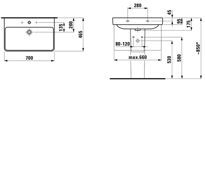 Laufen - Pro S - Mosdó - H8109670001041 – 2. kép