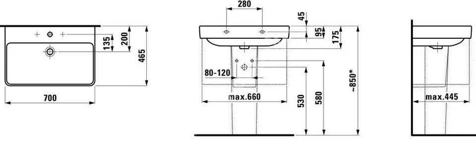 Laufen - Pro S - Mosdó - H8109674001561 – 2. kép