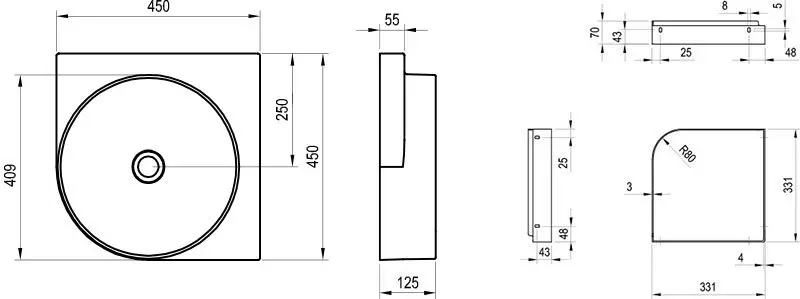 Ravak - Yard - Mosdó - XJX0D045000 – 2. kép
