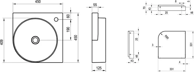 Ravak - Yard - Mosdó - XJX0D245000 – 2. kép