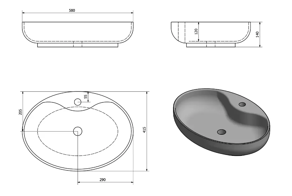 Sapho - Washbasins - Mosdó - AR483 – 2. kép