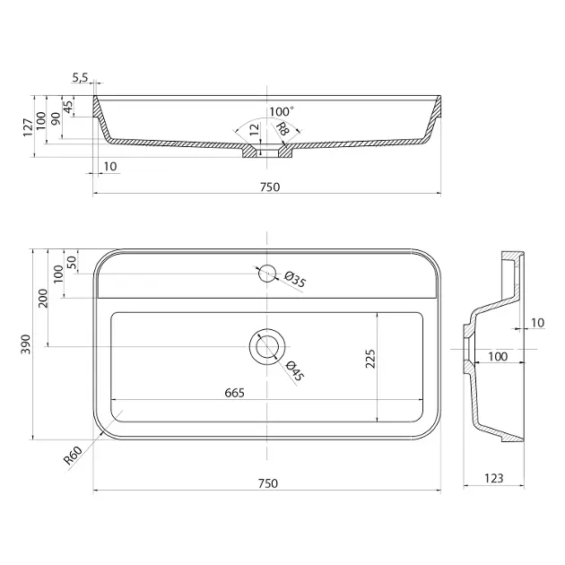 Sapho - Washbasins - Mosdó - BE775 – 2. kép