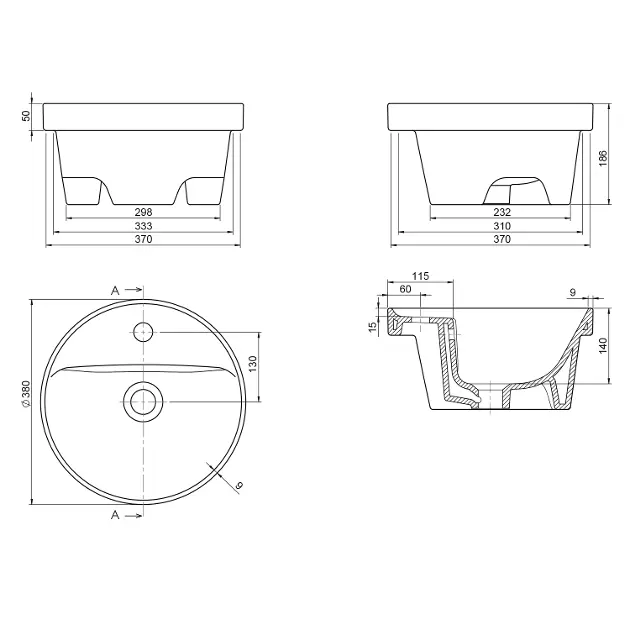 Sapho - Washbasins - Mosdó - TU0652 – 2. kép