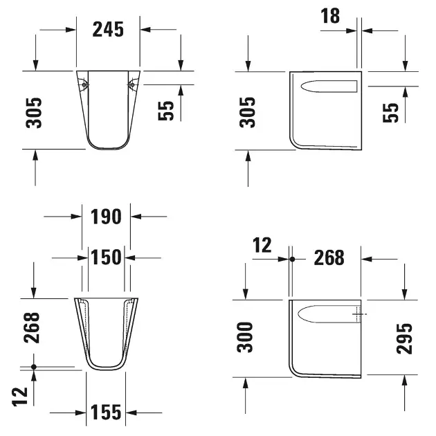 Duravit - D-Code - Mosdóláb és szifontakaró - 08571800002 – 2. kép
