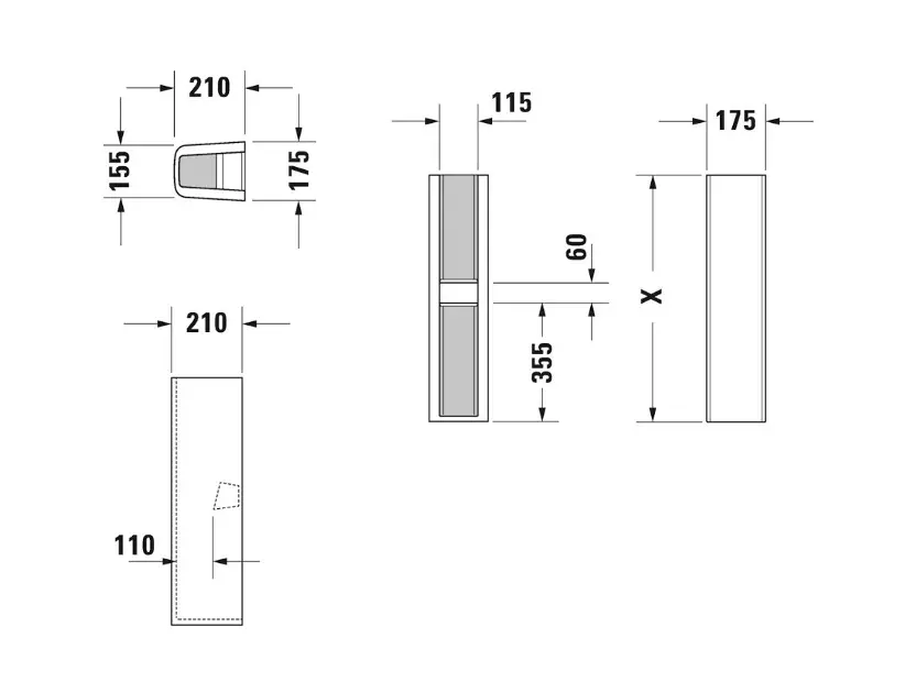Duravit - ME by Starck - Mosdóláb és szifontakaró - 085839AA00 – 2. kép