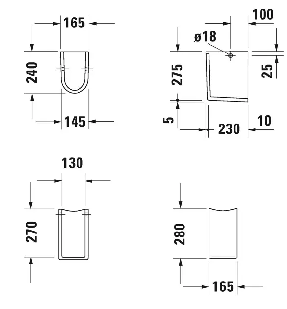 Duravit - Starck 3 - Mosdóláb és szifontakaró - 08651700001 – 2. kép