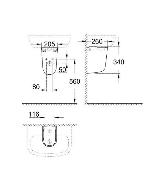 Grohe - Bau Ceramic - Mosdóláb és szifontakaró - 39426000 – 2. kép