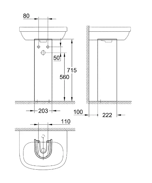 Grohe - Euro Ceramic - Mosdóláb és szifontakaró - 39202000 – 2. kép