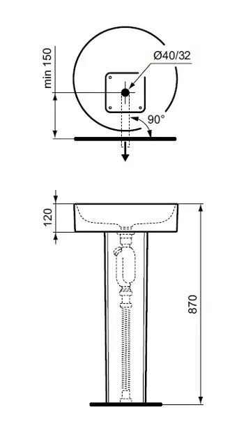 Ideal Standard - Conca Ceram - Mosdóláb és szifontakaró - T376501 – 2. kép