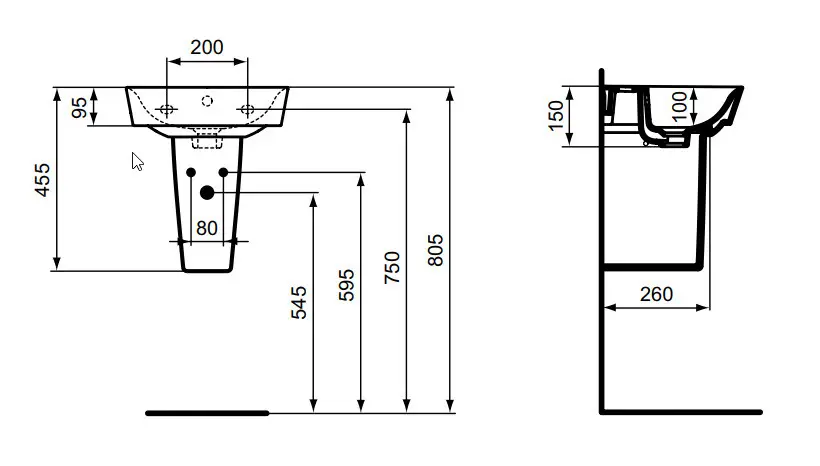 Ideal Standard - Connect Air - Mosdóláb és szifontakaró - E034501 – 2. kép
