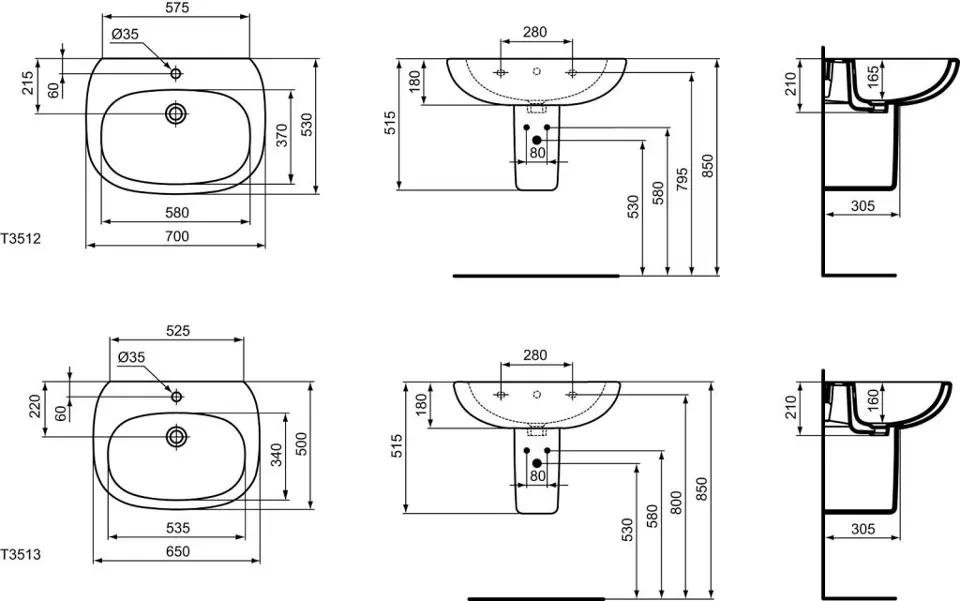 Ideal Standard - Tesi - Mosdóláb és szifontakaró - T351801 – 2. kép