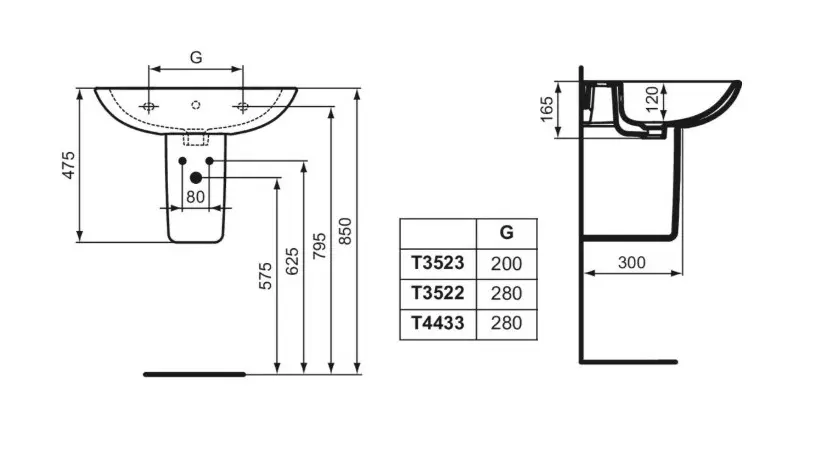 Ideal Standard - Tesi - Mosdóláb és szifontakaró - T3518V1 – 2. kép