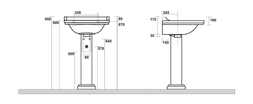 Sapho - Kerasan Waldorf - Mosdóláb és szifontakaró - 417001 – 2. kép