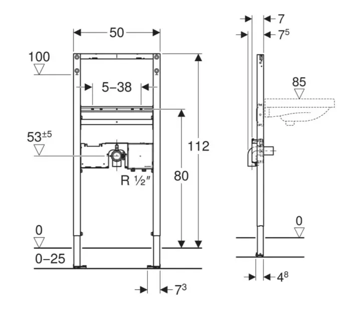 Geberit - Duofix - Rejtett tartályok - 111.551.00.2 – 2. kép