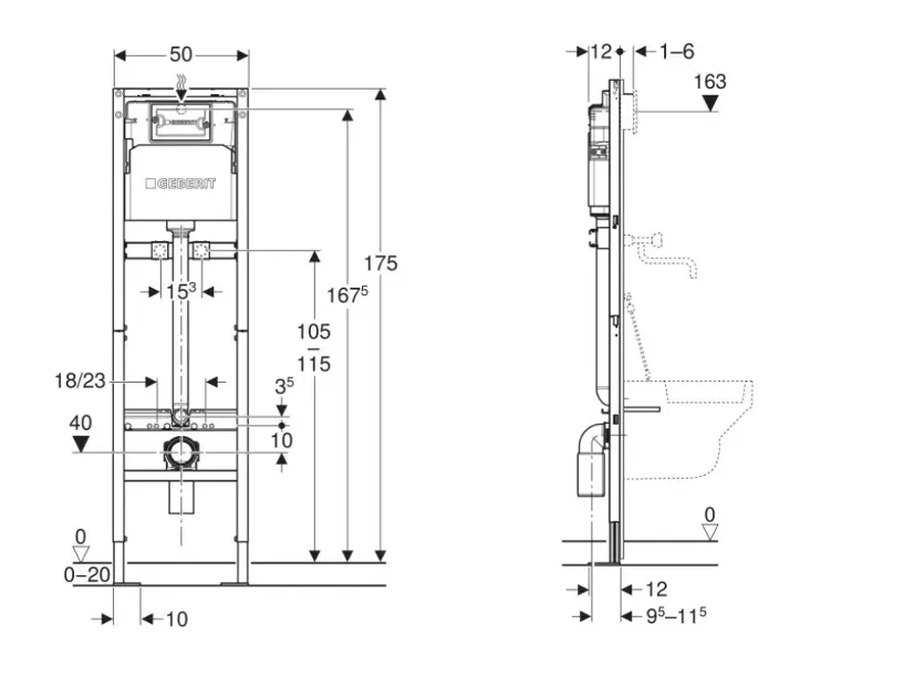 Geberit - Duofix - Rejtett tartályok - 111.569.00.2 – 2. kép