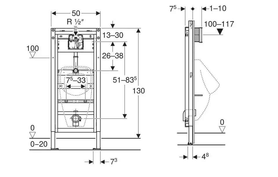 Geberit - Duofix - Rejtett tartályok - 111.695.46.6 – 2. kép