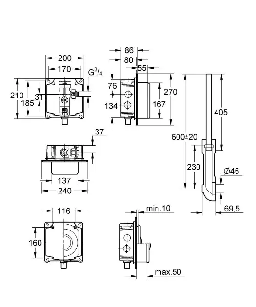Grohe - Press flush valves - Rejtett tartályok - 37157000 – 2. kép