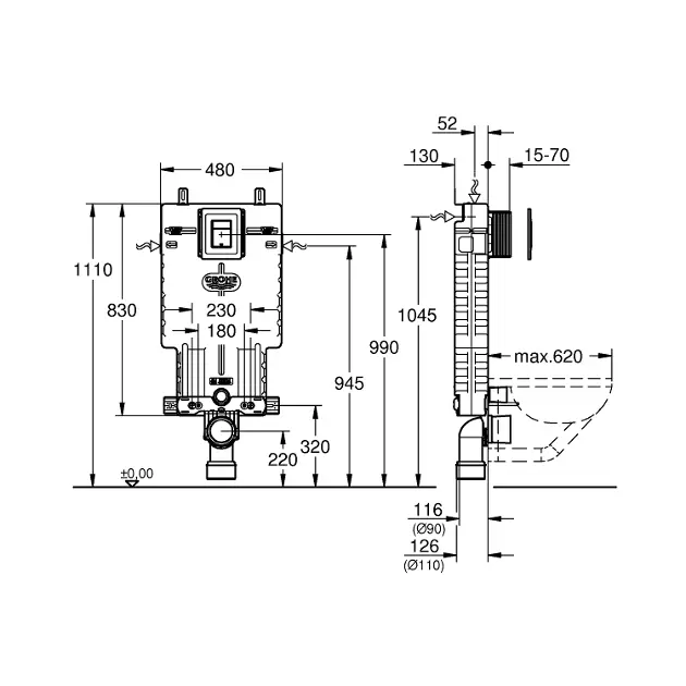 Grohe - Uniset - Rejtett tartályok - 38825000 – 2. kép