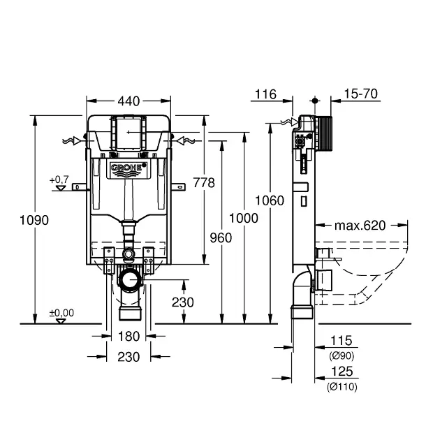 Grohe - Uniset - Rejtett tartályok - 39165000 – 2. kép