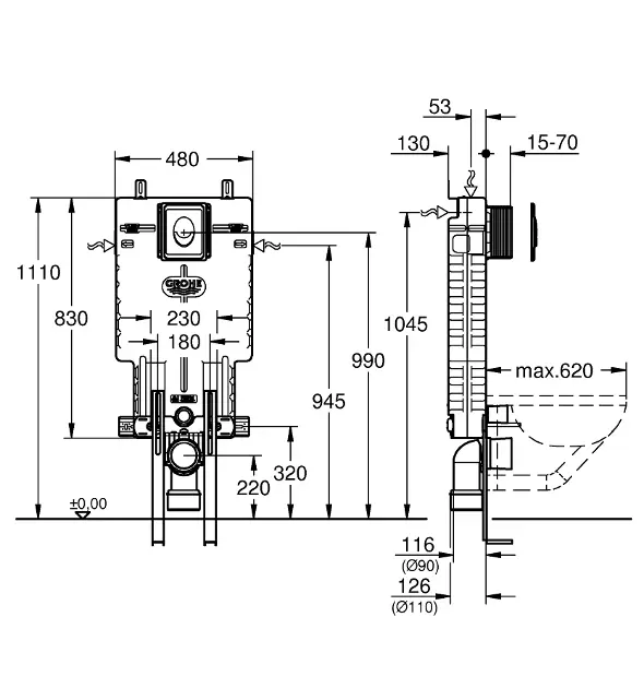 Grohe - Uniset - Rejtett tartályok - 39452000 – 2. kép