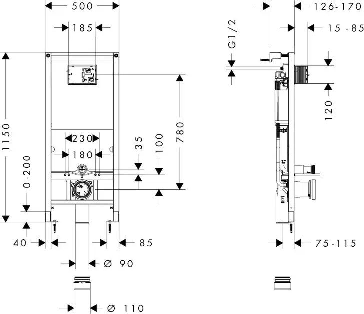 Hansgrohe - iFrame universal - Rejtett tartályok - 01022180 – 2. kép