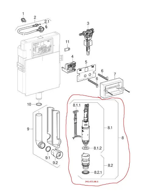 Geberit - Rejtett tartály alkatrészek - 241.472.00.1 – 2. kép