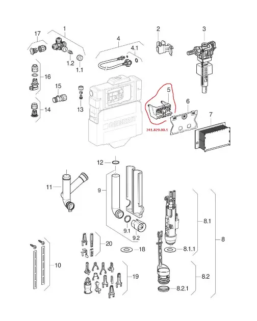 Geberit - Rejtett tartály alkatrészek - 241.829.00.1 – 2. kép