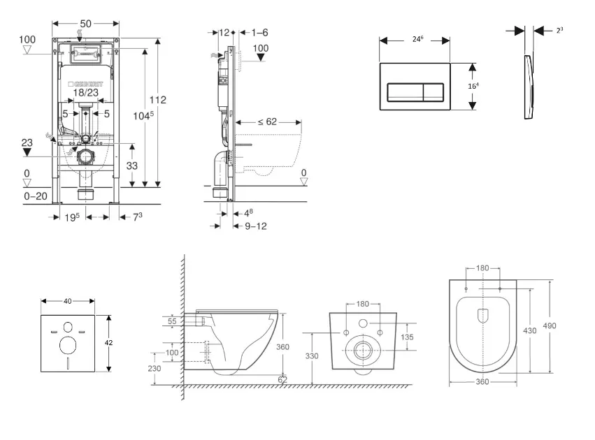 Geberit - Duofix - Fali WC szett - SANI11CA5160 – 2. kép