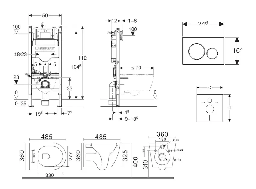 Geberit - Duofix - Fali WC szett - SANI11CA6104B – 2. kép