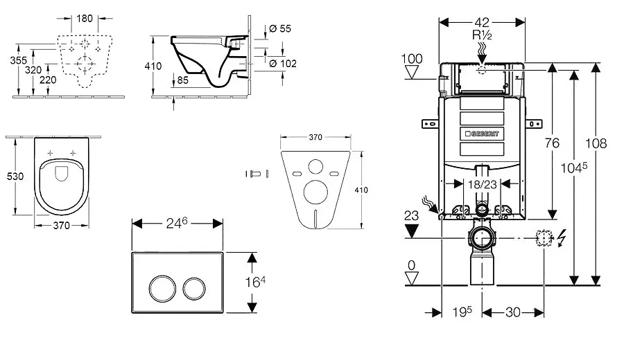 Geberit - Kombifix - Fali WC szett - 110.302.00.5 NB6 – 2. kép