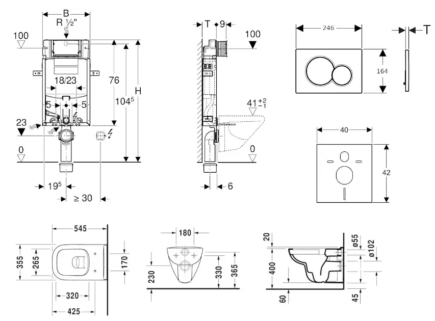 Geberit - Kombifix - Fali WC szett - 110.302.00.5 NH1 – 2. kép