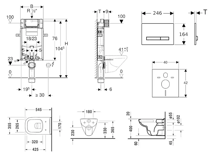 Geberit - Kombifix - Fali WC szett - 110.302.00.5 NH8 – 2. kép