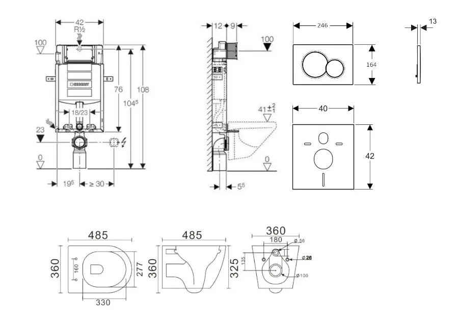 Geberit - Kombifix - Fali WC szett - SANI15CA1121 – 2. kép