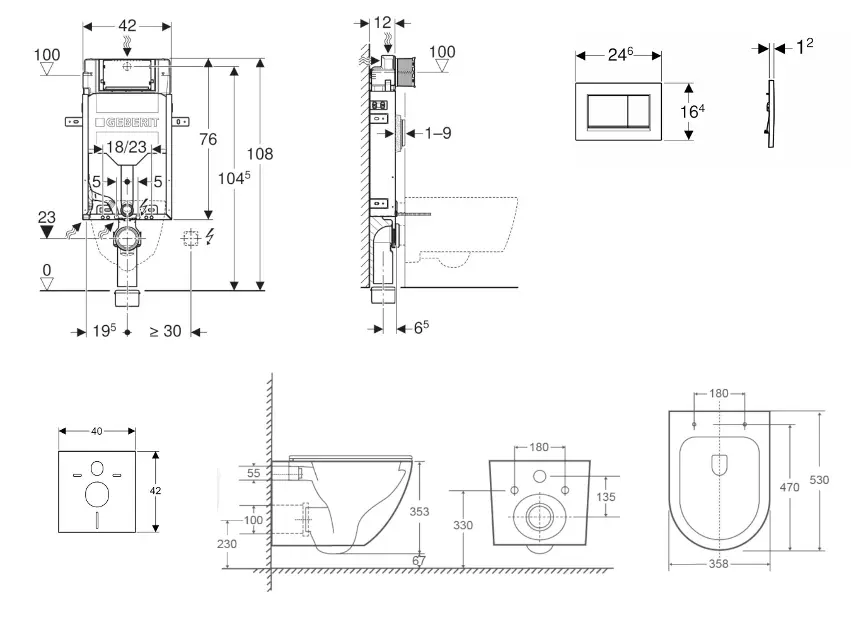 Geberit - Kombifix - Fali WC szett - SANI15CA2105 – 2. kép
