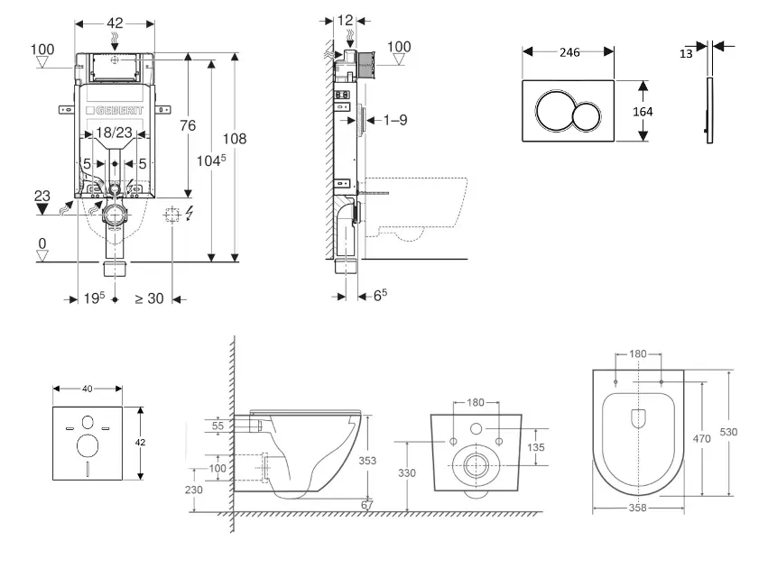 Geberit - Kombifix - Fali WC szett - SANI15CA2108 – 2. kép