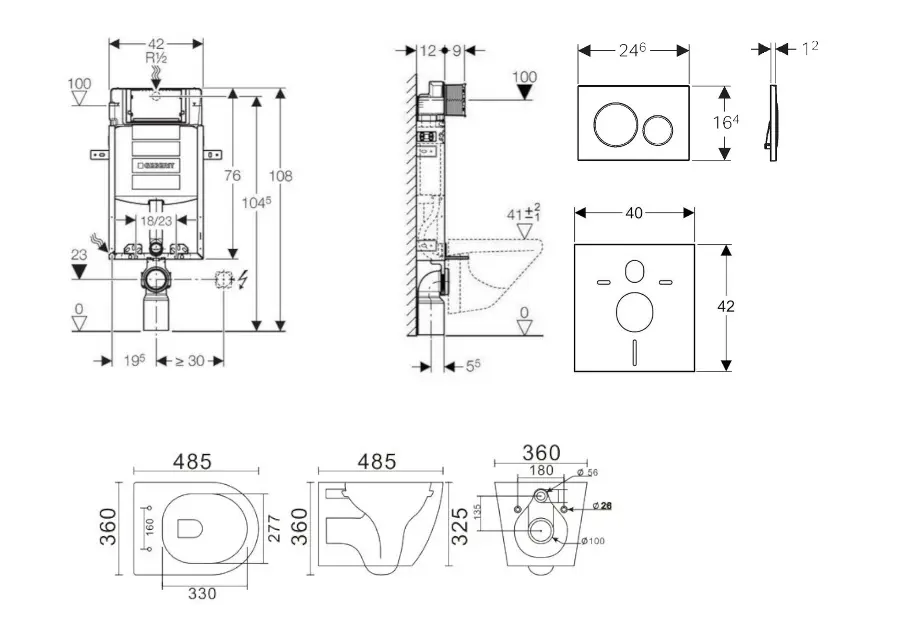 Geberit - Kombifix - Fali WC szett - SANI15CA3114 – 2. kép