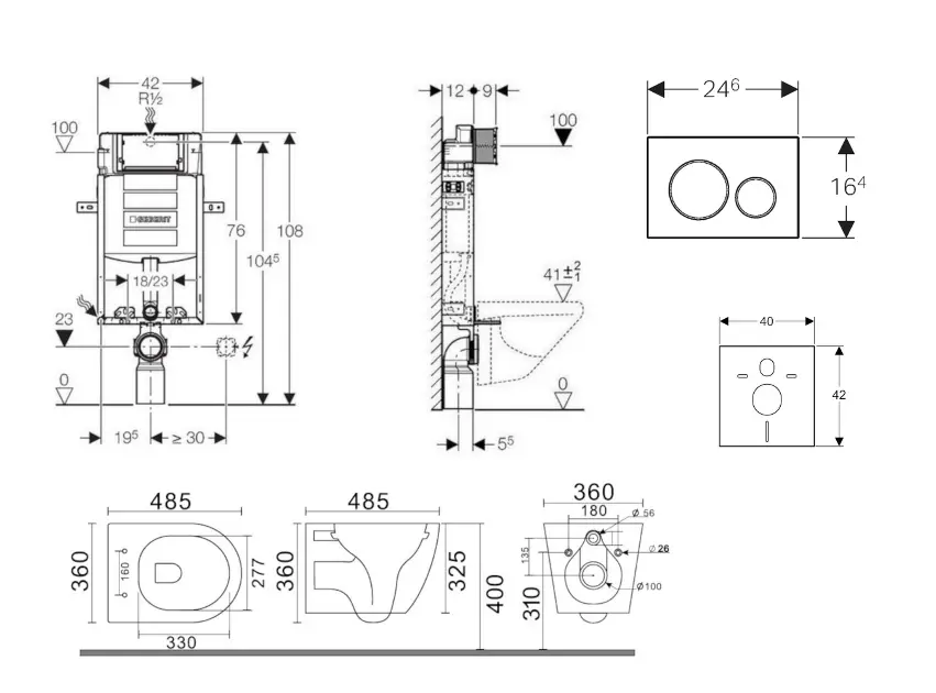 Geberit - Kombifix - Fali WC szett - SANI15CA3128 – 2. kép