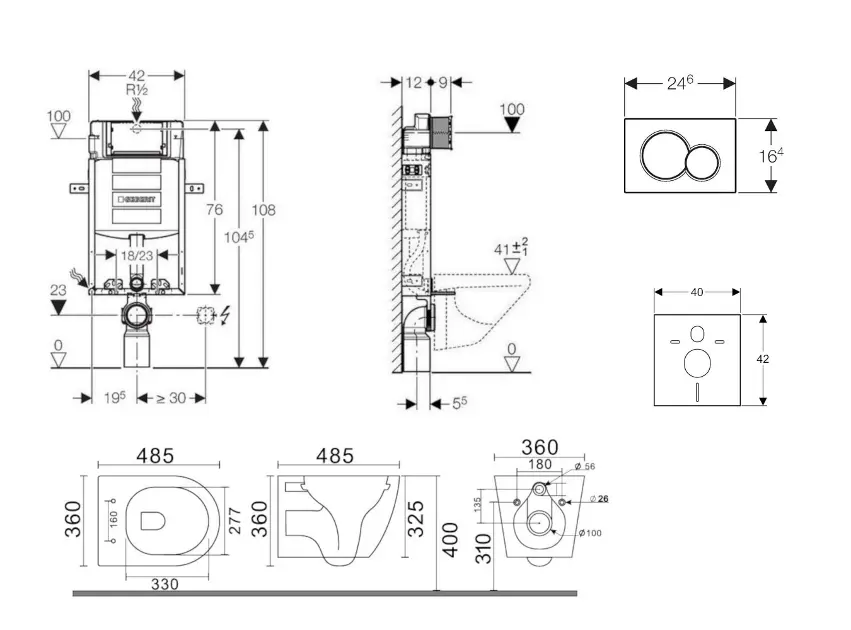 Geberit - Kombifix - Fali WC szett - SANI15CA5121 – 2. kép