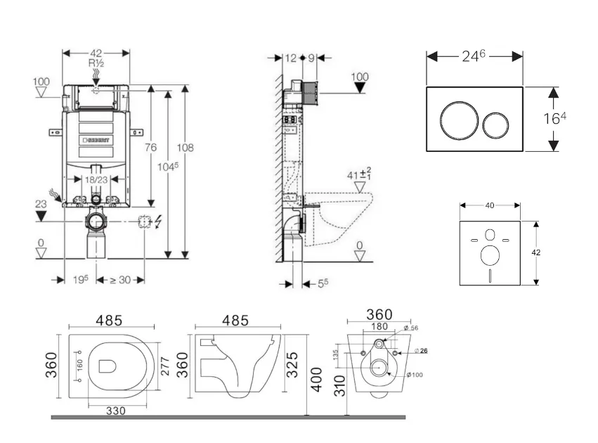 Geberit - Kombifix - Fali WC szett - SANI15CA6103 – 2. kép