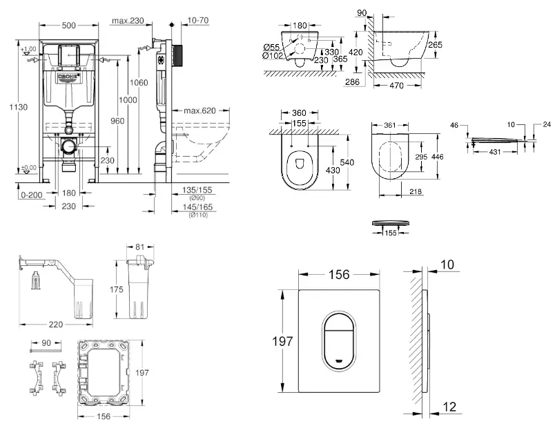 Grohe - Rapid SL - Fali WC szett - SANI11BB3155 – 2. kép