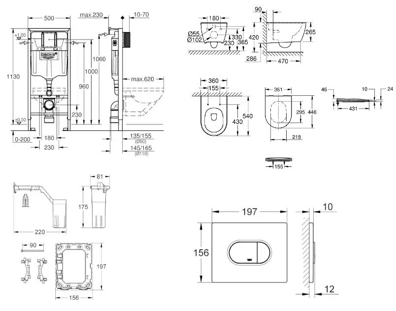 Grohe - Rapid SL - Fali WC szett - SANI11BB3156 – 2. kép