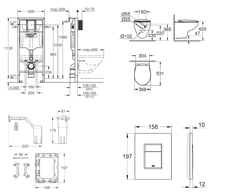 Grohe - Rapid SL - Fali WC szett - SANI11BB4153 – 2. kép