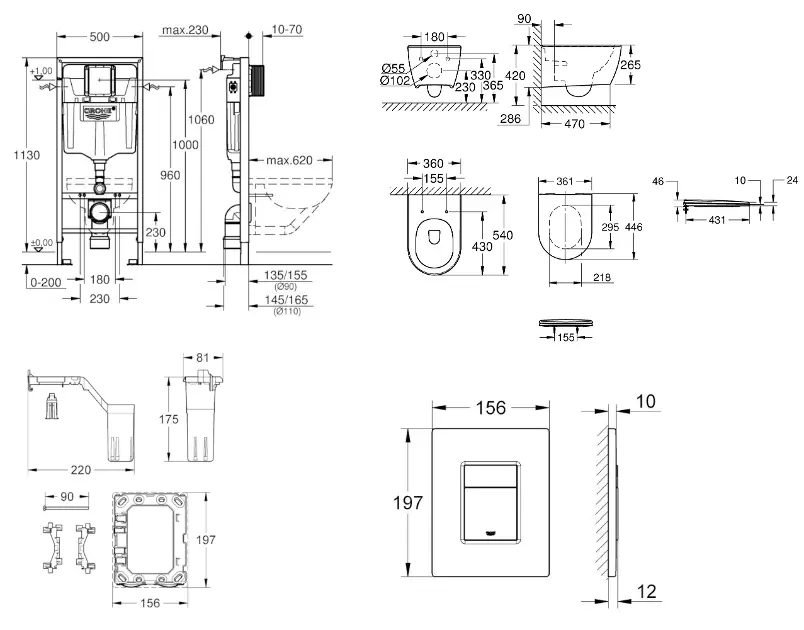 Grohe - Rapid SL - Fali WC szett - SANI11BB4162 – 2. kép